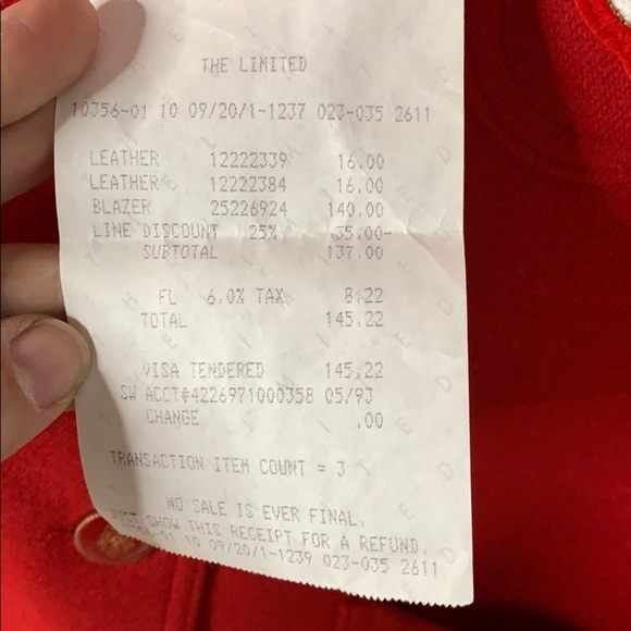 Vintage 90’s The Limited Wool Red Blazer Crest M - Picture 9 of 9